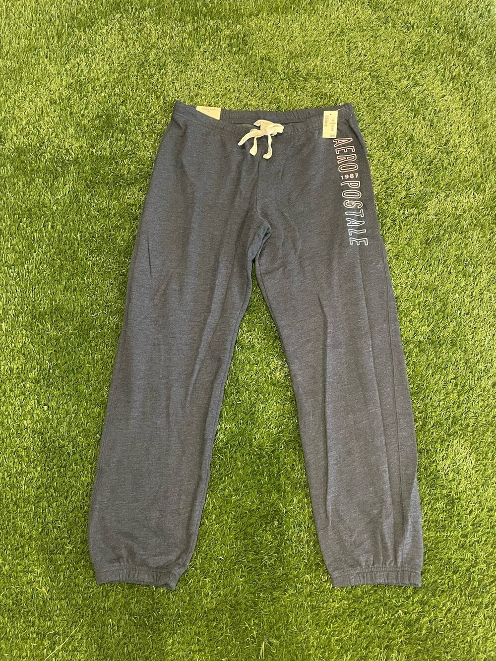 Aeropostale NWT Women’s Sweatpants Joggers Dark Charcoal Gray Pink Logo Size XL